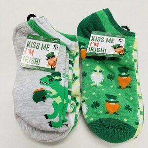 ST. PATRICKS DAY socks 6 Pairs Gnomes Clovers Leprechaun Hats Dinos Irish Gold